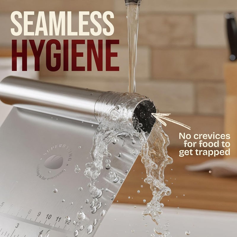 Superbaking Dough Scraper - 6" Stainless Steel Bench Scraper - Dough Cutter with Ruler - Pastry & Cake Scraper - Kitchen Tools Sourdough Baking Supplies - Bread Making Tools & Accessories for Bakers - Image 4